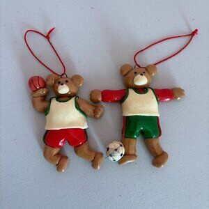 Vintage Teddy Bear Sports Ornaments Nostalgic 90's